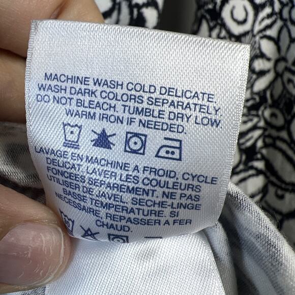 Lands’ End Floral Faux Wrap Shirt small Petite Soft Stretch boho long sleeve - Picture 10 of 12